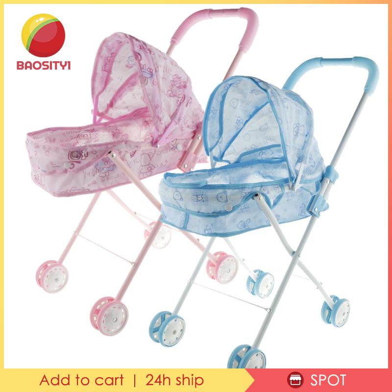 [Baosity 1] Đồ Chơi Búp Bê Em Bé Đẩy Xe Đẩy Màu Hồng