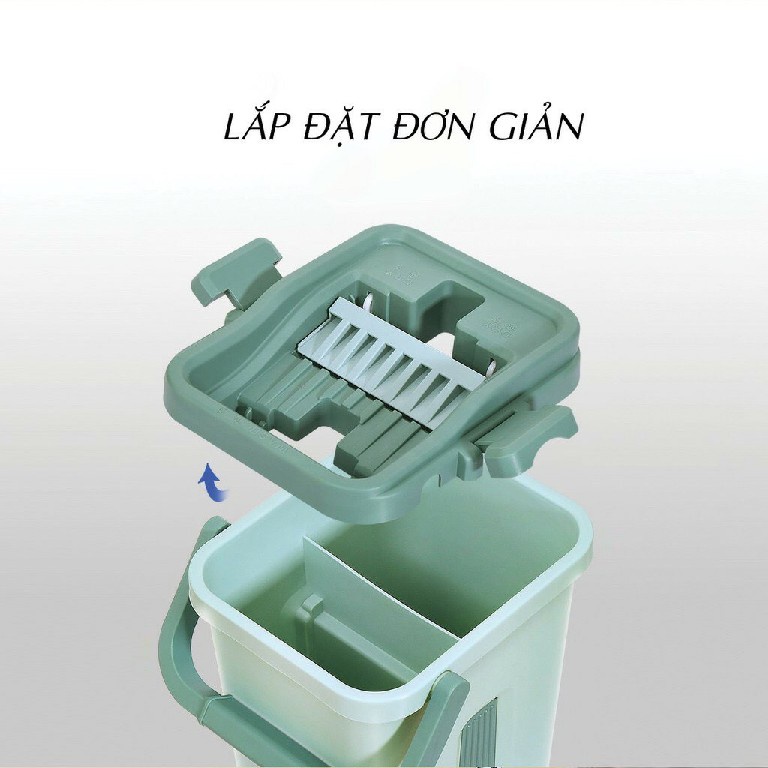 Bộ Cây Lau Nhà Chổi Lau Nhà 2 ngăn Tự Vắt 360 Độ, Bông Lau Lớn 38cm, Thùng Lớn 2 Nút Xải - Điện nước gia dụng Hoàng Kim