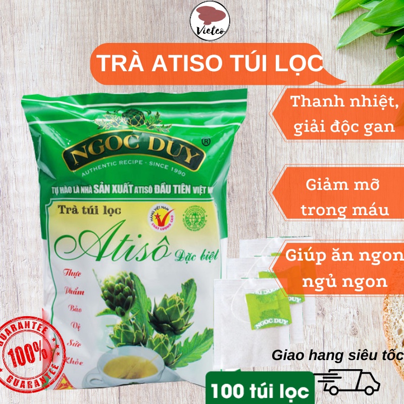 Trà Atiso 100 túi lọc Ngọc Duy loại đặc biệt giúp thanh nhiệt, giải độc gan, tốt cho người cao huyết áp, mỡ trong máu