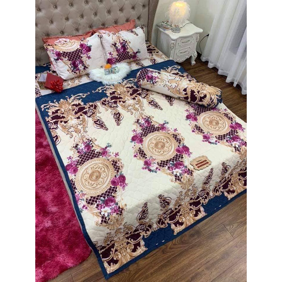 [MẨU MỚI 2021] Set 1 drap nệm 2 vỏ gối nằm 1M6/1M8 mẫu hoàng gia sang trọng quý phái