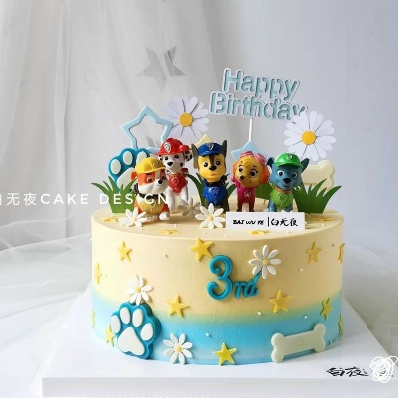 Combo 2 Set chó cứu hộ trang trí bánh kem, bánh sinh nhật, phụ kiện bánh kem