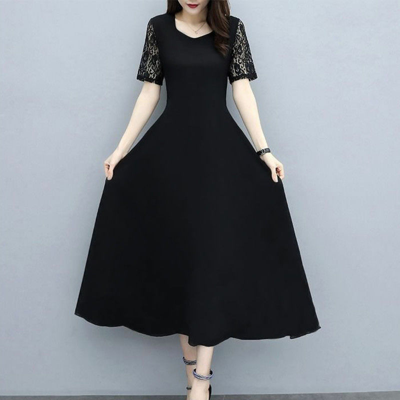 Large-size summer 2021 new lace dress loose cover belly reduce age and thin women's temperament fat mm mid-length skirt | BigBuy360 - bigbuy360.vn