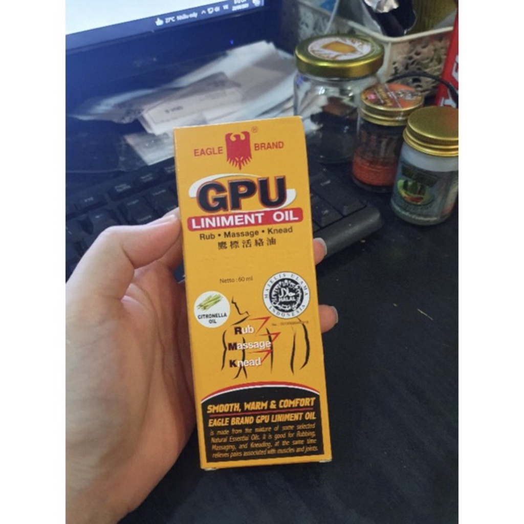 Dầu Gừng Nóng Xoa Bóp Massage GPU Minyak Urut Eagle Brand Thái Lan 60ml