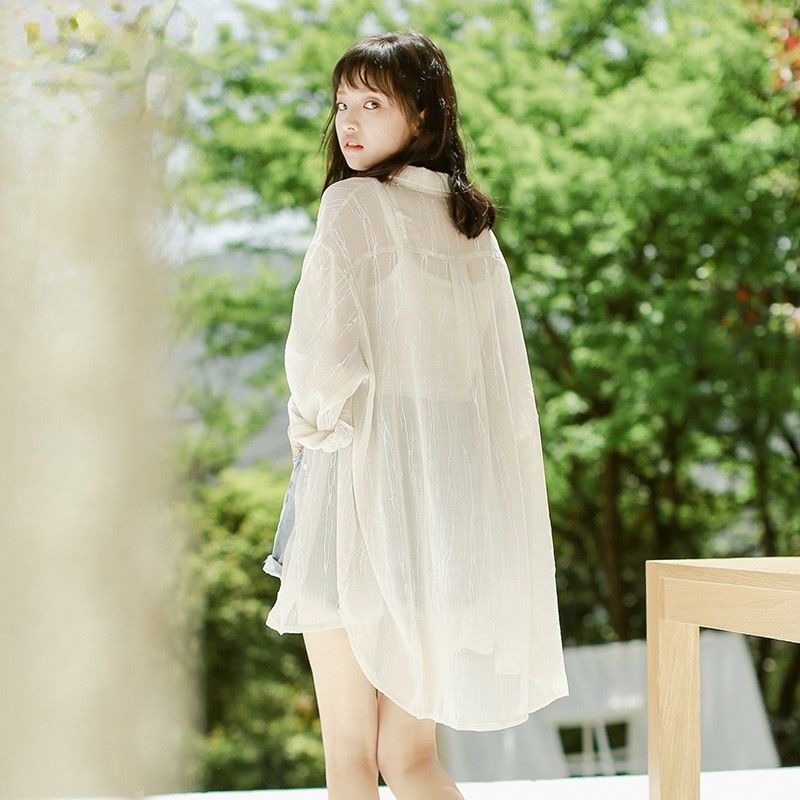Áo Khoác Cardigan Chống Nắng Chất Liệu Chiffon Mỏng Dáng Rộng Thời Trang Mùa Hè Cho Nữ