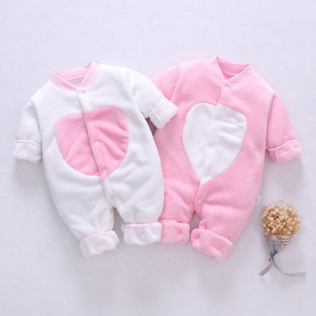 Áo liền quần LUCKYCANDY vải cotton tay dài phong cách mùa đông cho bé 0-18 tháng