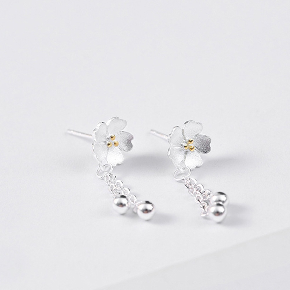 Khuyên tai hoa dáng dài tua rua thanh lịch cho nữ