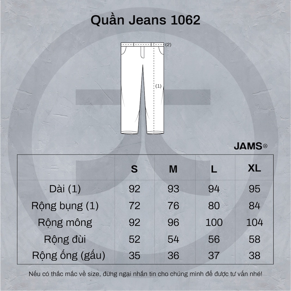 Quần jeans trơn JAMS nam nữ ống dáng đứng bò dáng suông phối washed thời trang Hàn Quốc