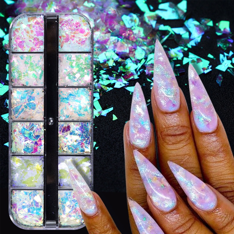 Set 12 Hộp Sequin Lấp Lánh Trang Trí Móng Nghệ Thuật
