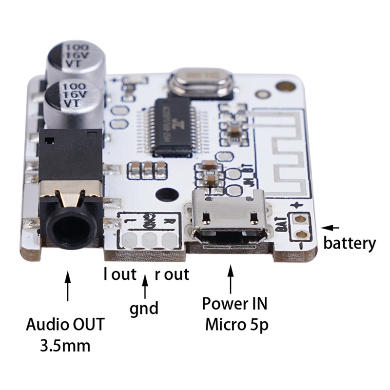 1Pcs Bluetooth Audio Receiver Board Bluetooth 5.0 Mp3 Lossless Decoder Board Wireless Stereo Music ule 3.7-5V,White
