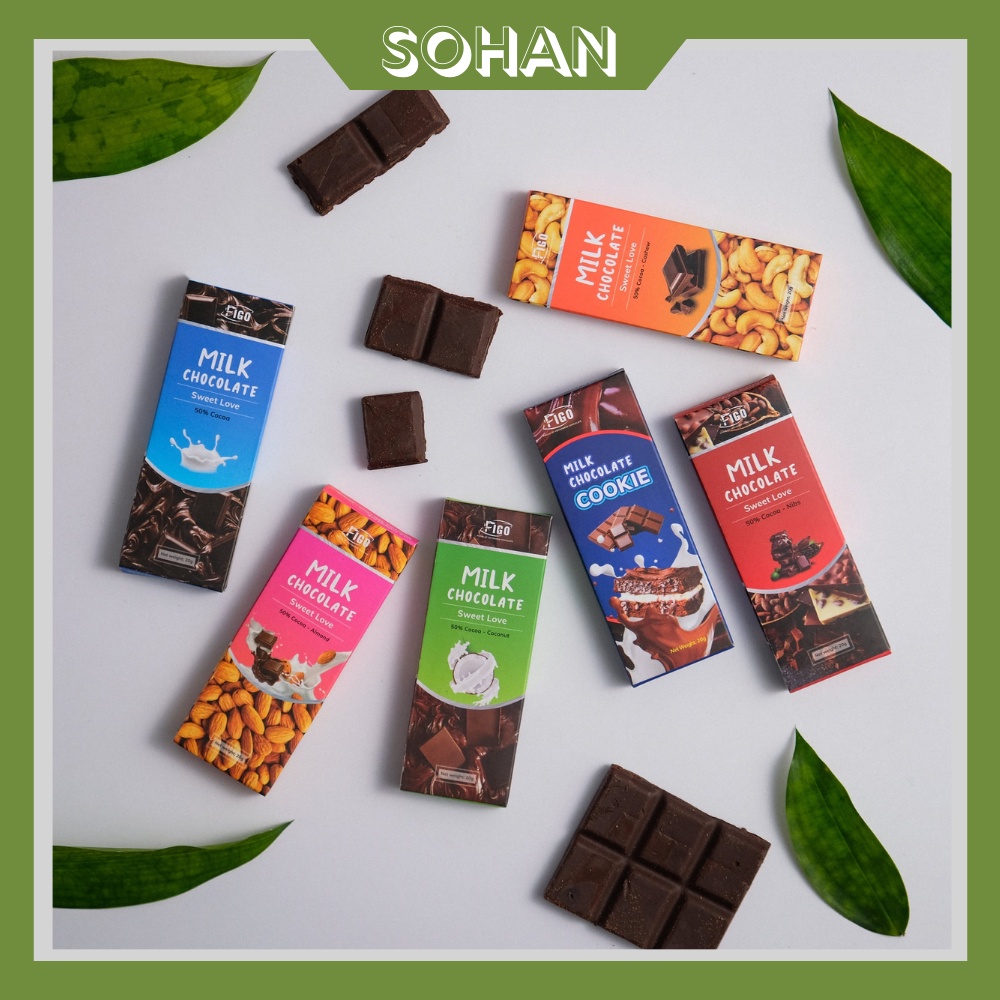 Socola Sữa 50% Cacao Thơm Ngon, Bổ Dưỡng 8 Vị Nhân Để Lựa Chọn - Sohan Food