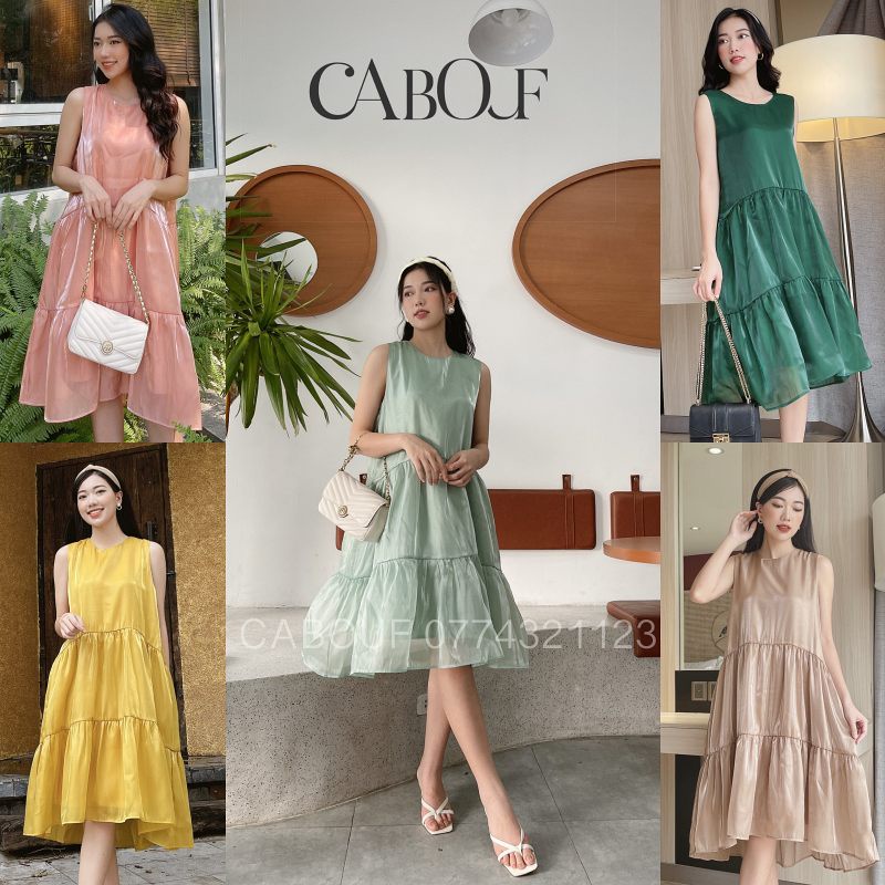 Đầm Maxi Dáng Suông Cabouf Váy Maxi Dáng Dài Sang Chảnh Chất Lụa Tơ Organza 2 Lớp Freesize D02