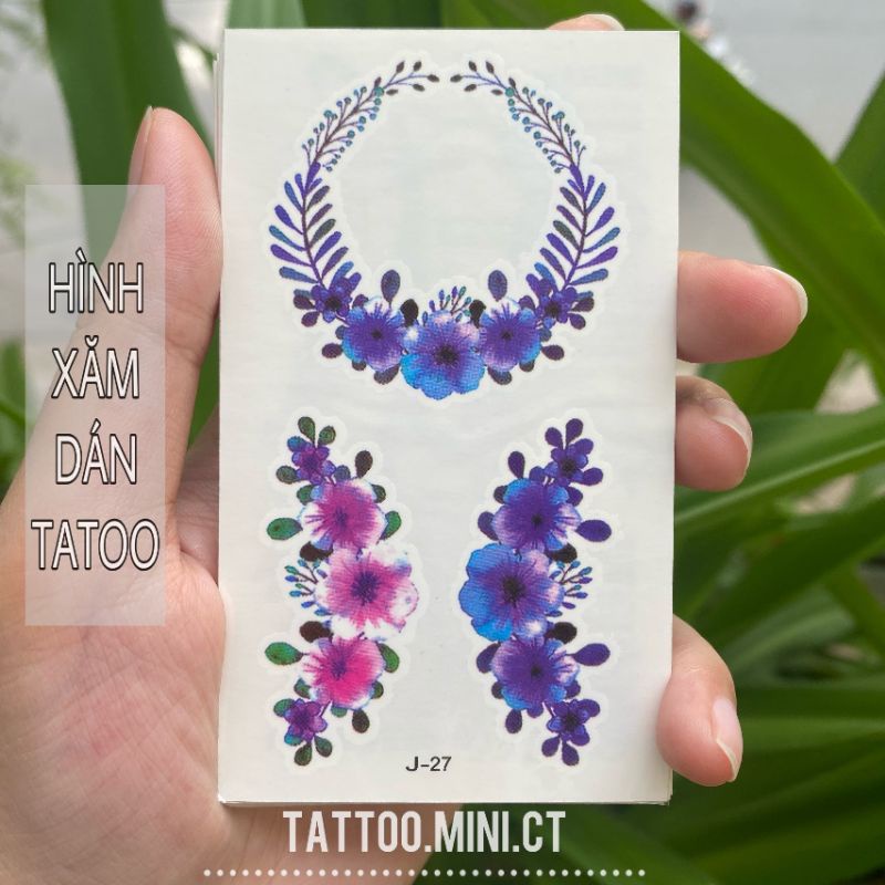 Hình xăm tatoo hoa e15 j27. Xăm dán tatoo mini tạm thời, size &lt;10x6cm