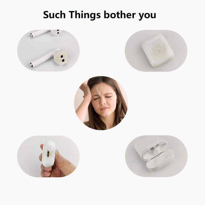 Bộ tăm bông lau bụi dùng một lần + bàn chải LAMMCOU vệ sinh cho hộp sạc tai nghe AirPods (có bán lẻ)