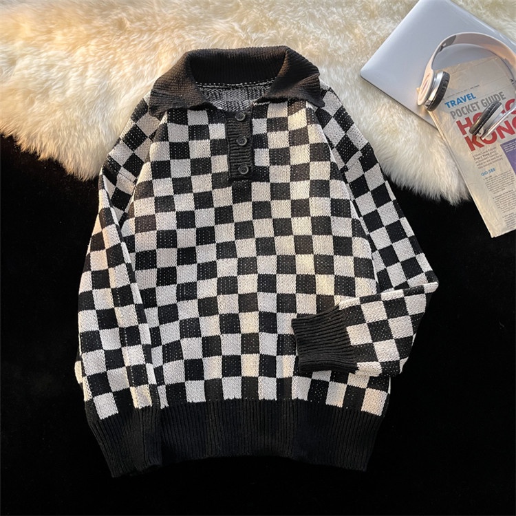 Áo len polo nam nữ ullzang kẻ caro hot trend có video sp