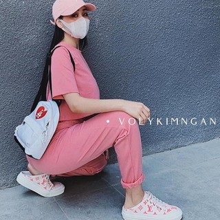 bộ quần jogger áo croptop phom rộng chất cotton