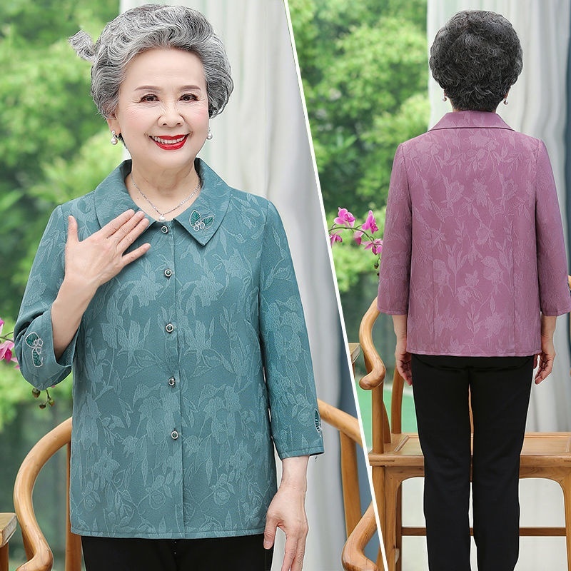 Bà ngoại quần áo mùa hè sơ mi trung niên và cao tuổi phụ nữ mẹ 60 70 / độc thân