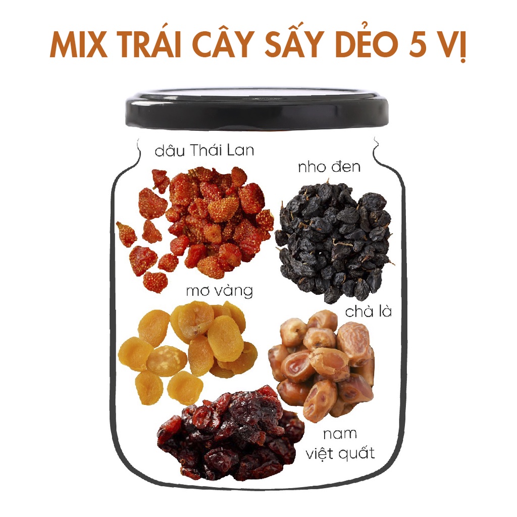 Mix TRÁI CÂY SẤY DẺO 5 vị không đường ăn vặt mẹ bầu/ ăn vặt ăn kiêng/ ăn vặt healthy lành mạnh/ ăn vặt giảm cân