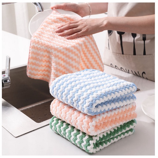 Khăn Lau Bếp Đa Năng 2 Mặt Siêu Thấm (Lau Bếp, Bát Đĩa, Bàn Ghế...) To Dày Kháng Khuẩn 25*25Cm