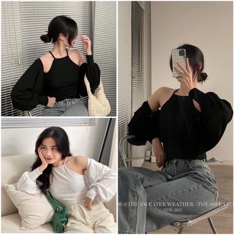 Set Đồ Nữ, Áo 2 Món CARDIGAN Kèm Áo Yếm 2 Dây Chất Cotton Thun Dày Dặn( Hàng Sẵn, Ảnh Thật)