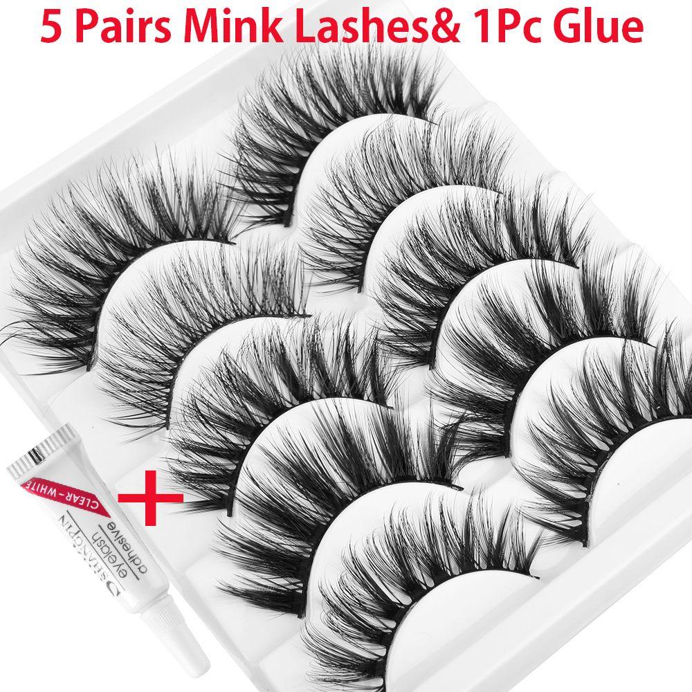 Bộ 5 Cặp Lông Mi Giả Dày 3D Bằng Lông Chồn Nhân Tạo Có Thể Tái Sử Dụng