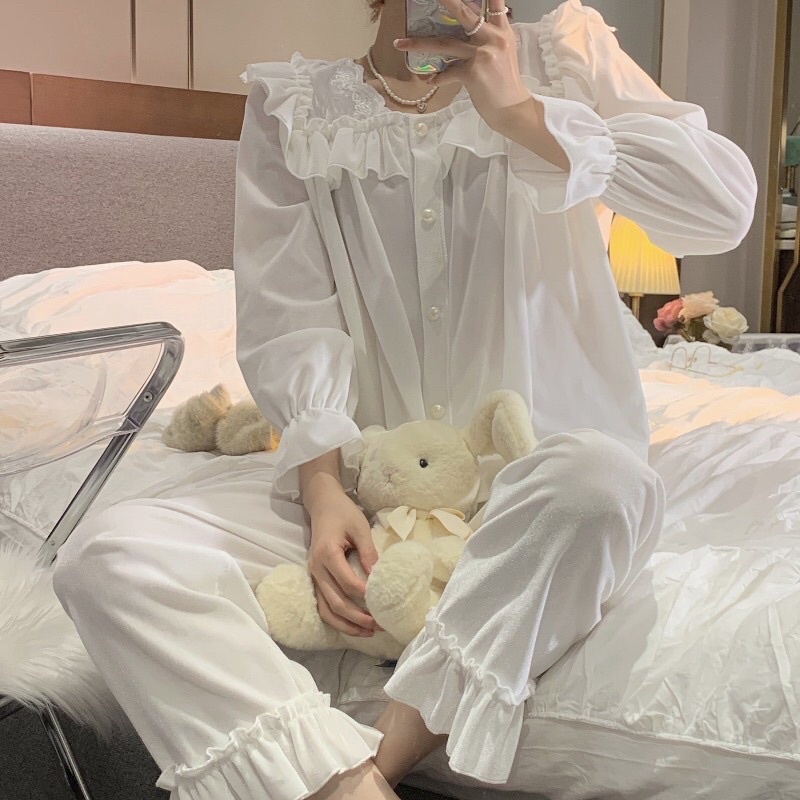BỘ NGỦ NHUNG MỀM VIỀN BÈO NGỰC SANG CHẢNH TIỂU THƯ rẻ nhất shopee