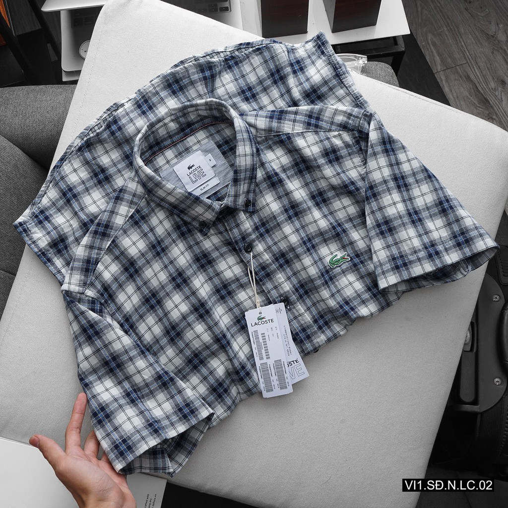 Aó sơ mi cộc tay nam Lacoste hàng VNXK cotton cao cấp thoáng mát, thấm hút,form slim fit | BigBuy360 - bigbuy360.vn