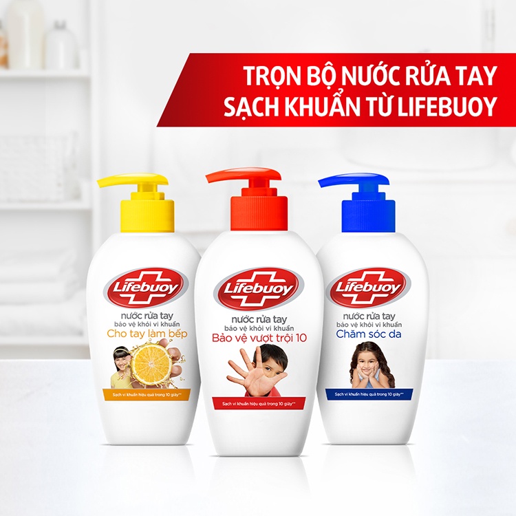 Nước Rửa Tay Bảo Vệ Khỏi Vi Khuẩn Lifebuoy 5 Loại Cân Bằng PH 180g - 500g