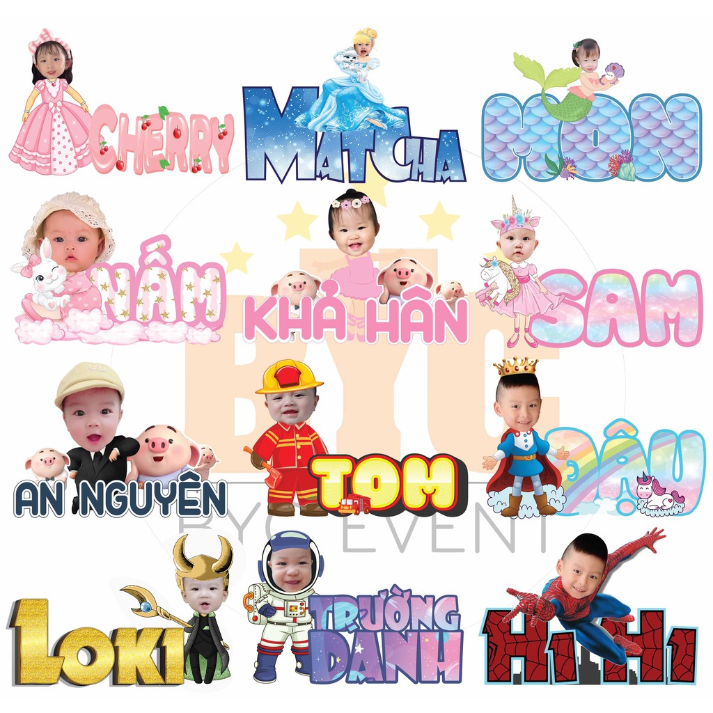 [GIAO NHANH - THIẾT KẾ MỚI] Chibi kèm tên bé trang trí sinh nhật