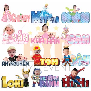 [GIAO NHANH - THIẾT KẾ MỚI] Chibi kèm tên bé trang trí sinh nhật