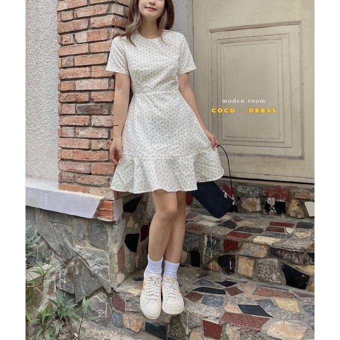 Đầm linen hoa nhí cut eo coco - dress