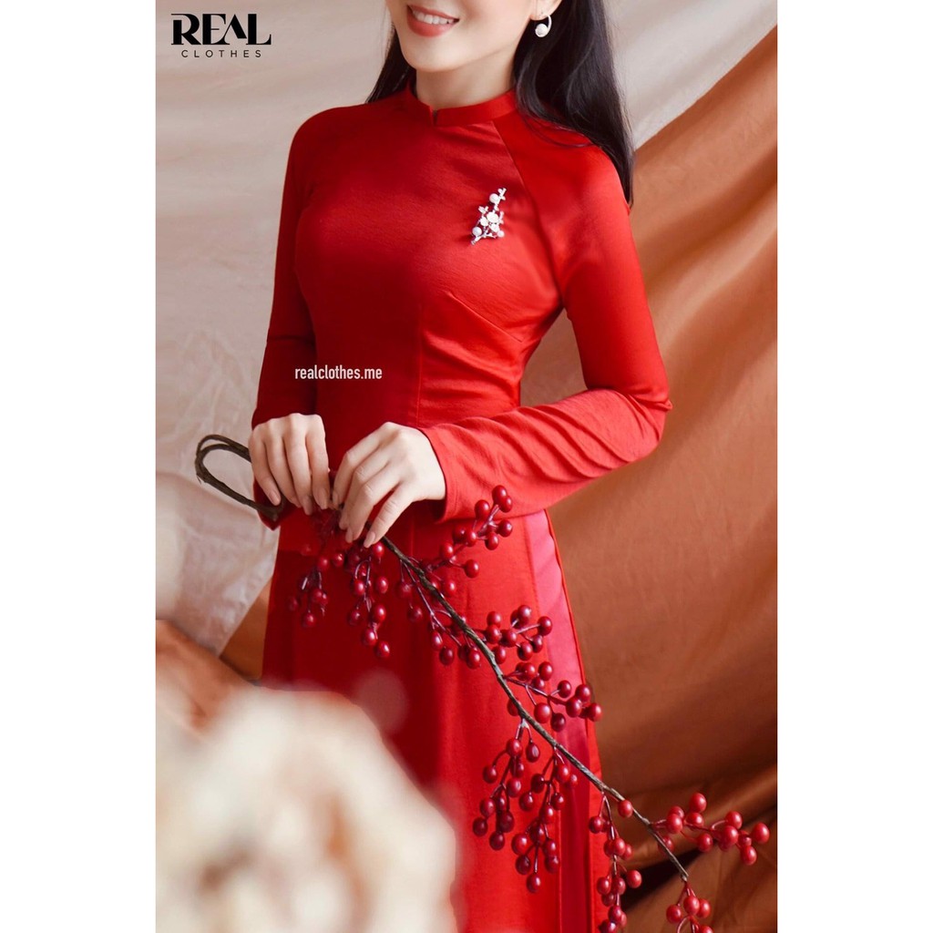 Áo dài Trà My đỏ_REAL