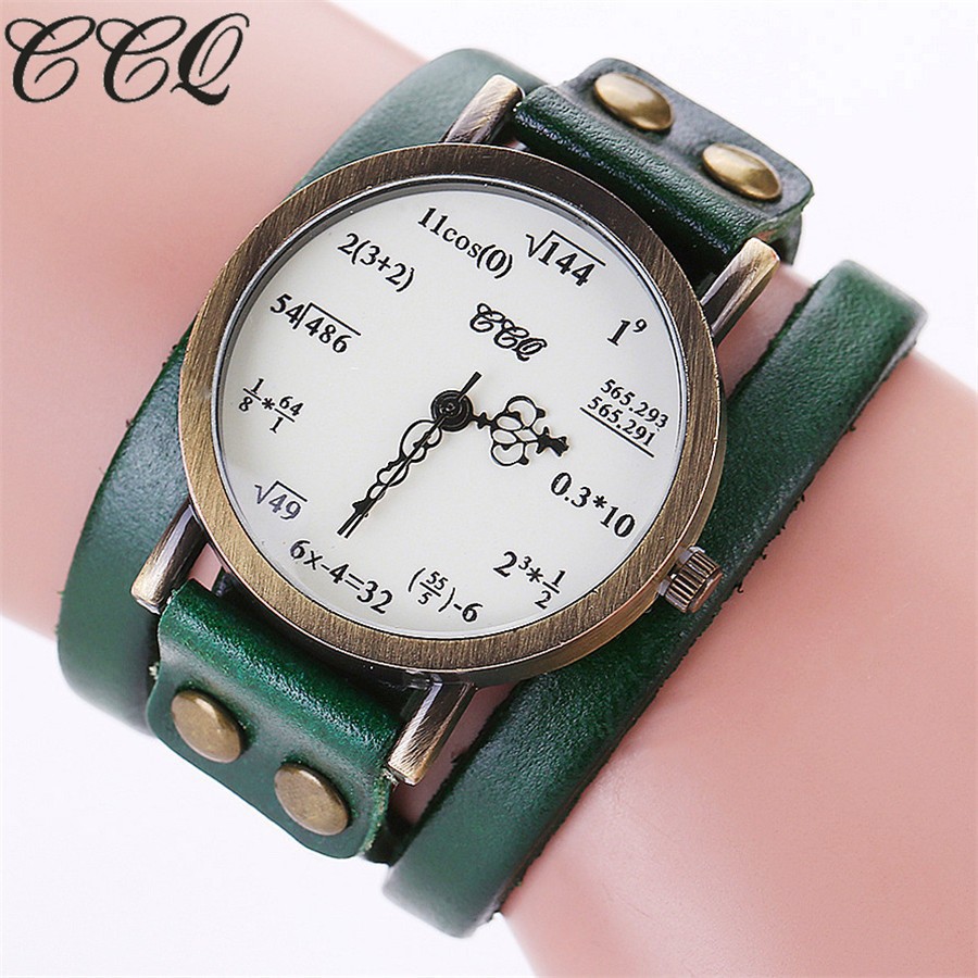 Đồng hồ quartz trang trí hình công thức toán học với dây đeo da C92