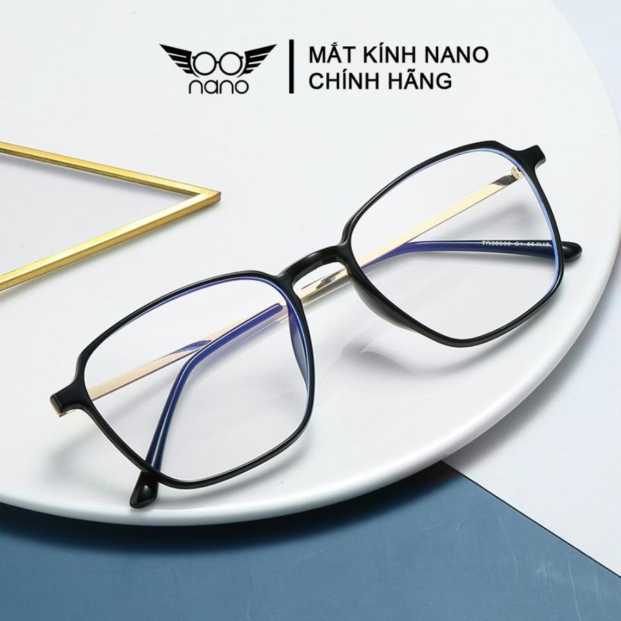 Gọng kính cận nữ nam kim loại, kính gọng vuông NANO 30030 chống trầy xước chống tia UV thời trang Hàn quốc