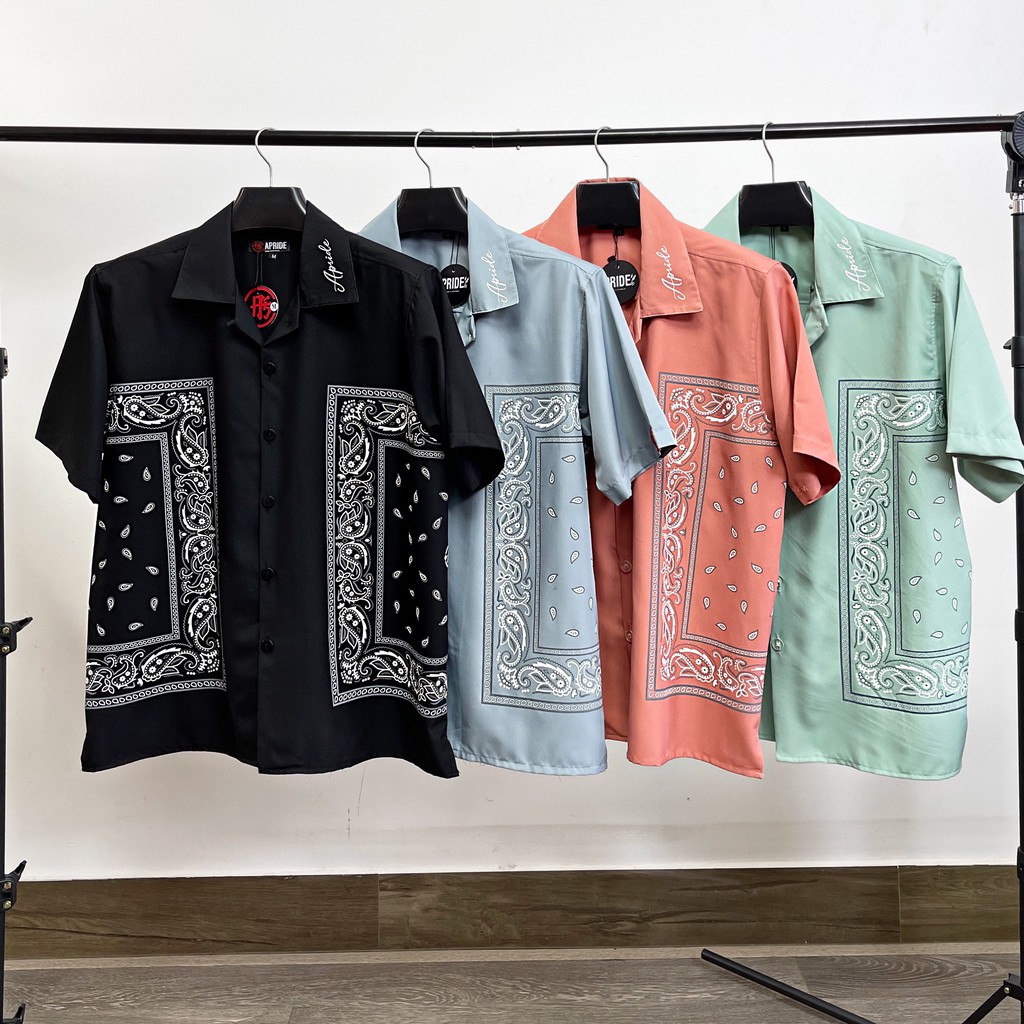 ÁO SƠ MI APRIDE HỌA TIẾT BANDANA - ĐEN