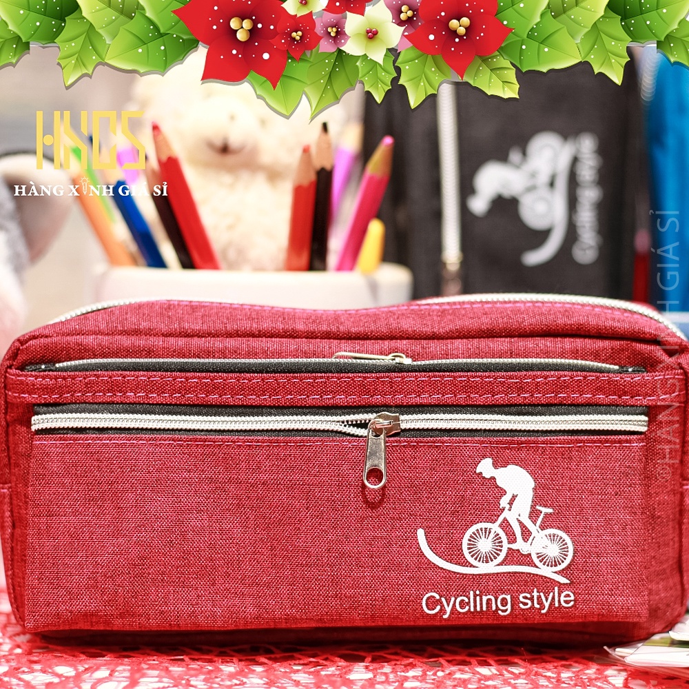 Hộp bút vải 3 ngăn tiện lợi -  Cycling style
