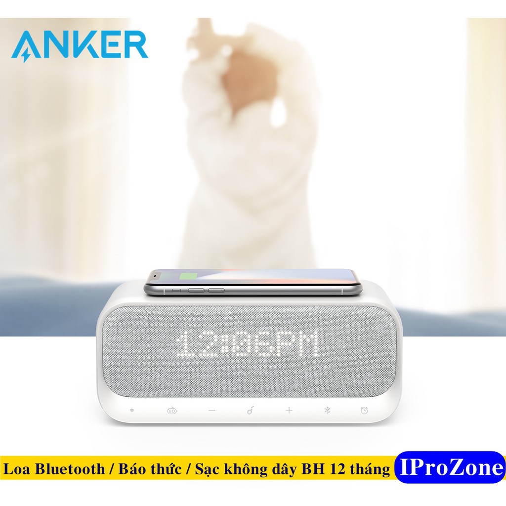 (Loa Anker)Loa bluetooth 3 trong 1 kiêm sạc không dây và đồng hồ báo thức chính hãng Anker Soundcore Wakey A3300