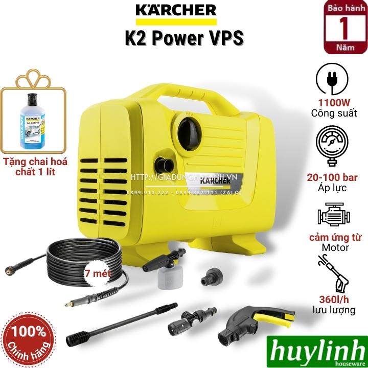 Máy xịt rửa xe Karcher K2 Power VPS - Tặng dung dịch rửa xe 1 lít [Thay thế Karcher K2 420 Aircon]