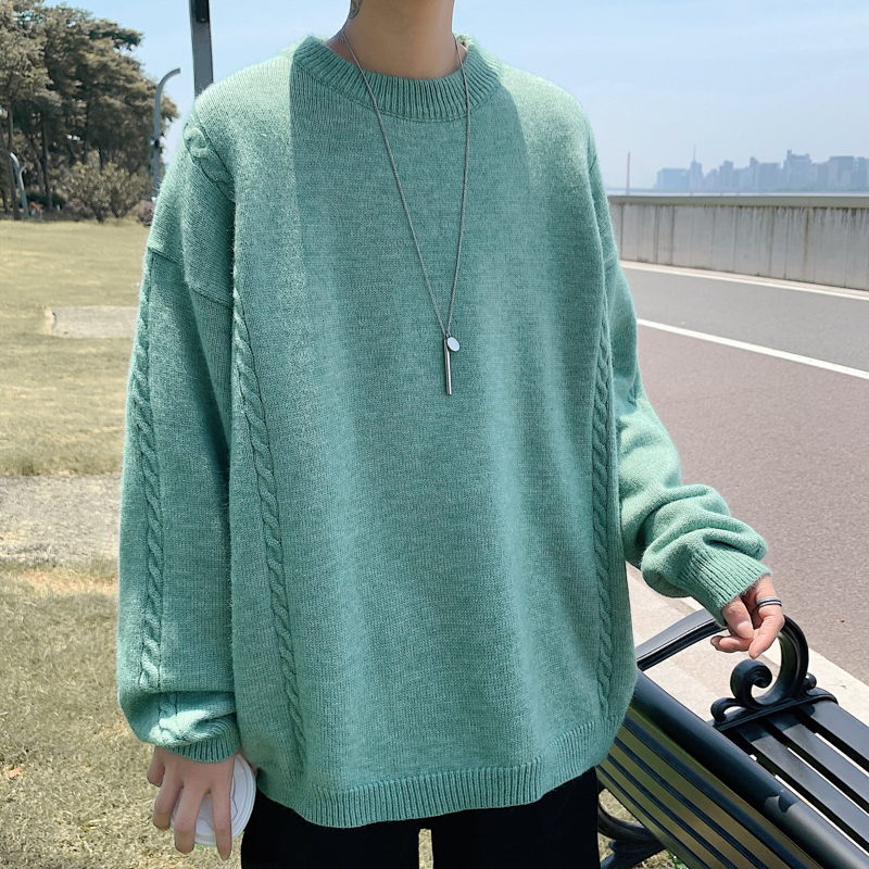 Áo sweater Dệt Kim Cổ Chữ t Màu Sắc Đơn Giản Phong Cách Hàn Quốc Thời Trang Thu Đông Cho Nam