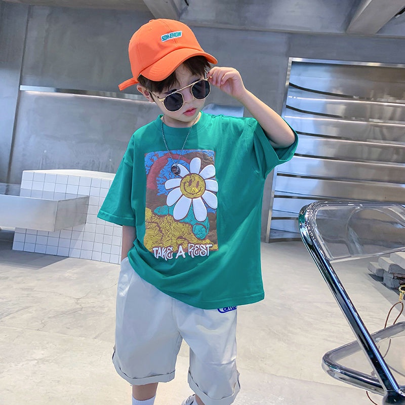 Áo Thun Tay Ngắn Chất Liệu 100% Cotton Thời Trang Mùa Hè Cho Bé Trai
