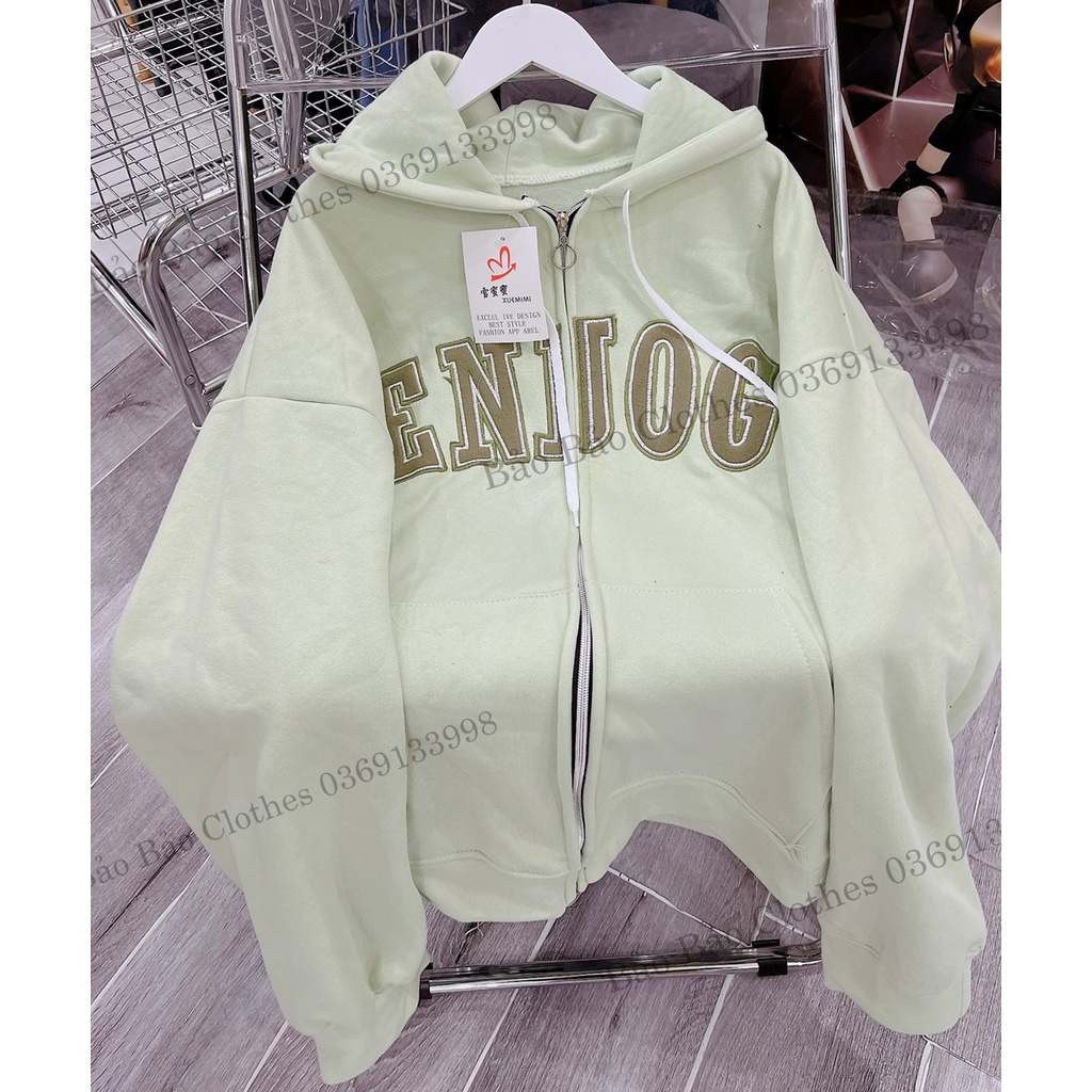 Khoác Nỉ Mũ 2 Lớp Dáng Rộng Nam Nữ Chữ En Unisex Khoác Mũ Rộng