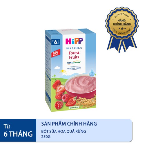 Bột ăn dặm HiPP 250g dinh dưỡng sữa hoa quả rừng