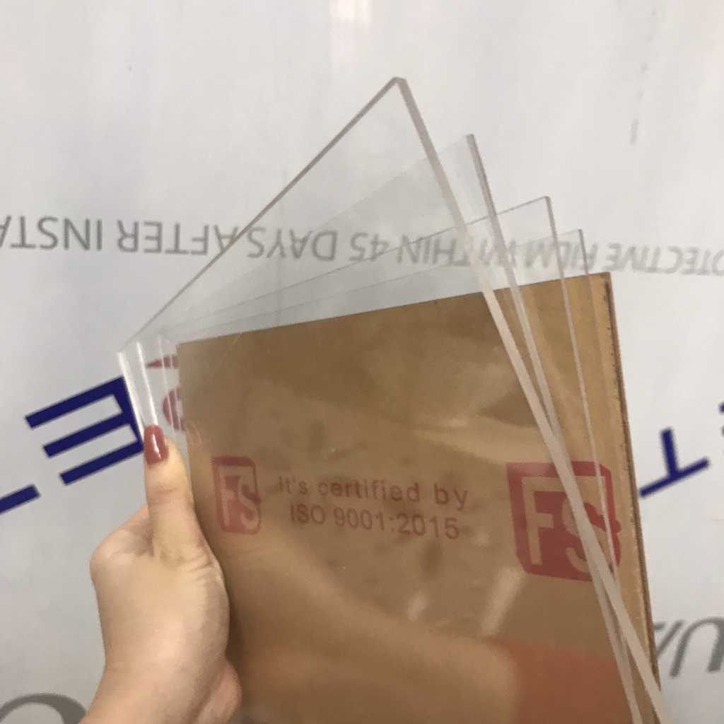 Mica Trong 2mm,  Tấm Nhựa Trong Suốt, Acrylic. Mica cao cấp FS Đài Loan, tản sáng cao trên 92%, nhiều kích thước