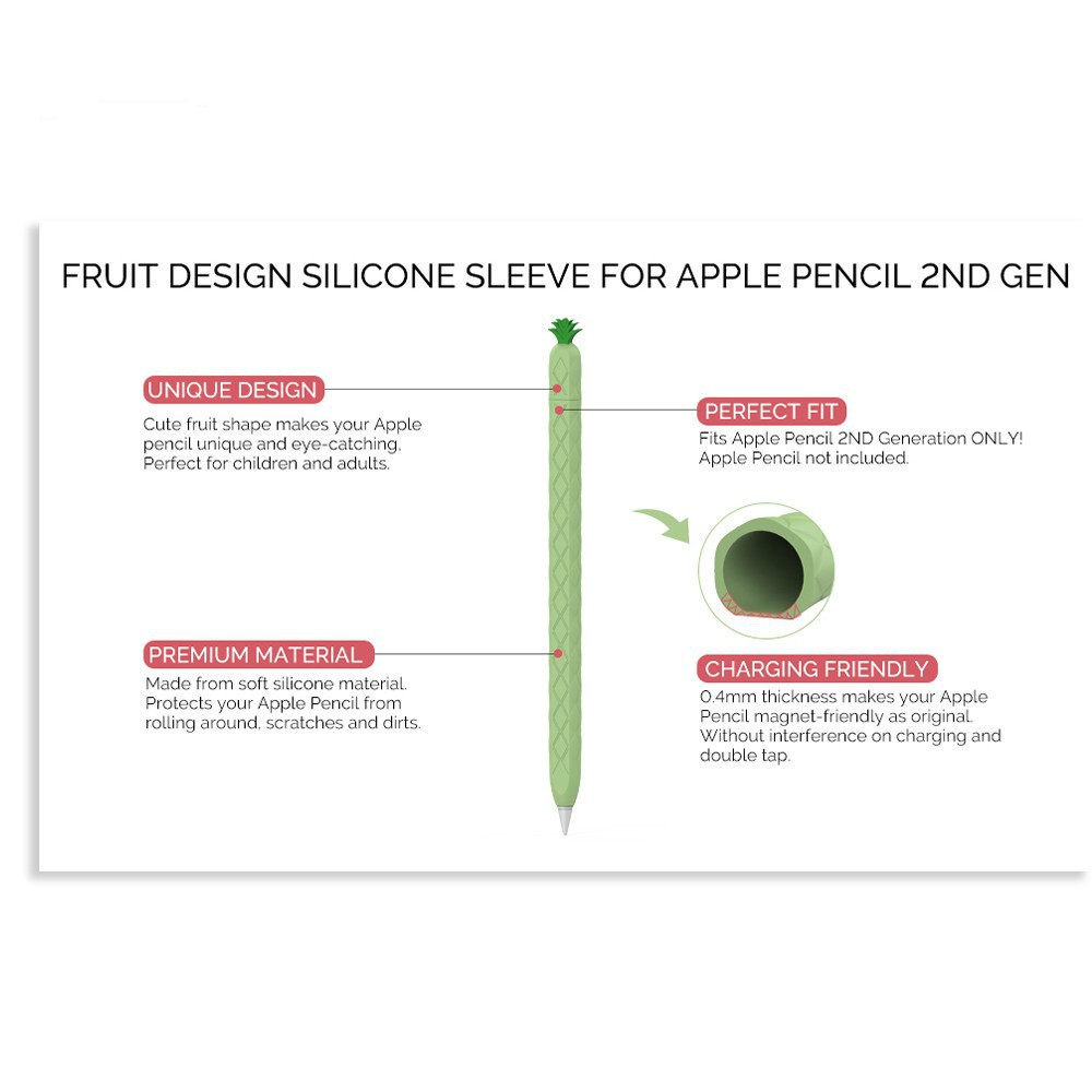 Bao Silicone Apple Pencil 1 2 Kiểu Quả Dứa ( Thơm) Cao Cấp Chính Hãng Aha Style