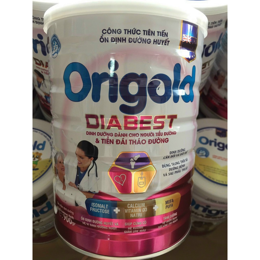 Sữa Dành Cho Người Tiểu Đường Origold Diabest Lon 900g - Ổn Định Đường Huyết - Tim Mạch -Tăng Cường Hệ Miễn Dịch.