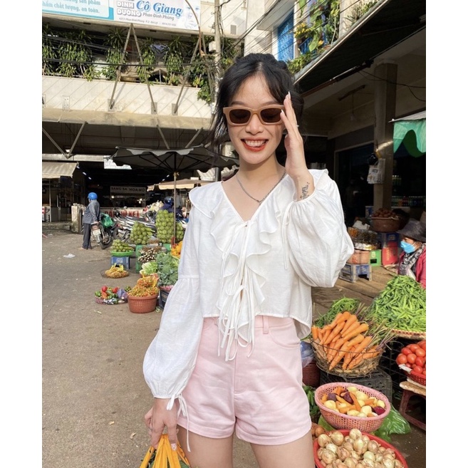 GingerBear - Áo Kiểu Tay Dài - White Raddish Top ( Có ảnh chụp tại cửa hàng )