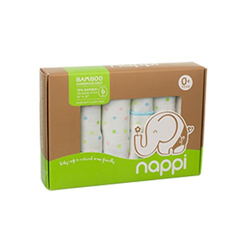 Hộp khăn sữa sợi tre Nappi cao cấp (6 chiếc/hộp)