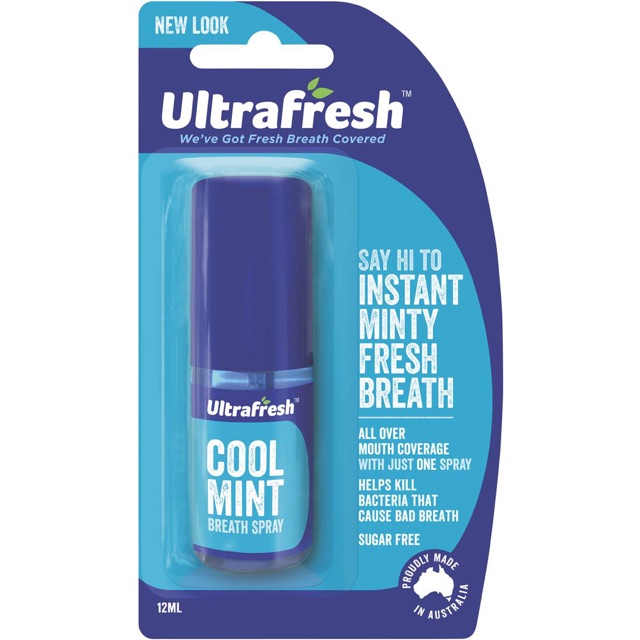 nước xịt thơm miệng Ultrafresh cool mint Breath Spray 12ml