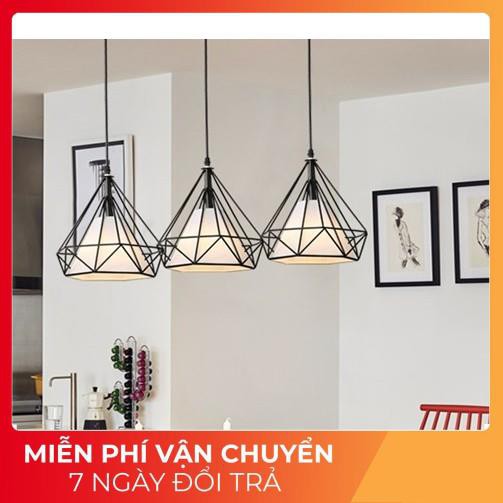 Đèn thả bàn ăn phòng bếp hình kim cương màu đen ánh sáng trắng hoặc vàng bảo hành 12 tháng Lỗi 1 đổi 1