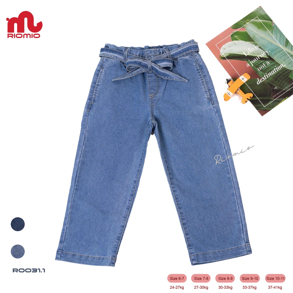 Quần jean bé gái RIOMIO ống suông chất liệu Denim Cotton USA thoải mái - RO031