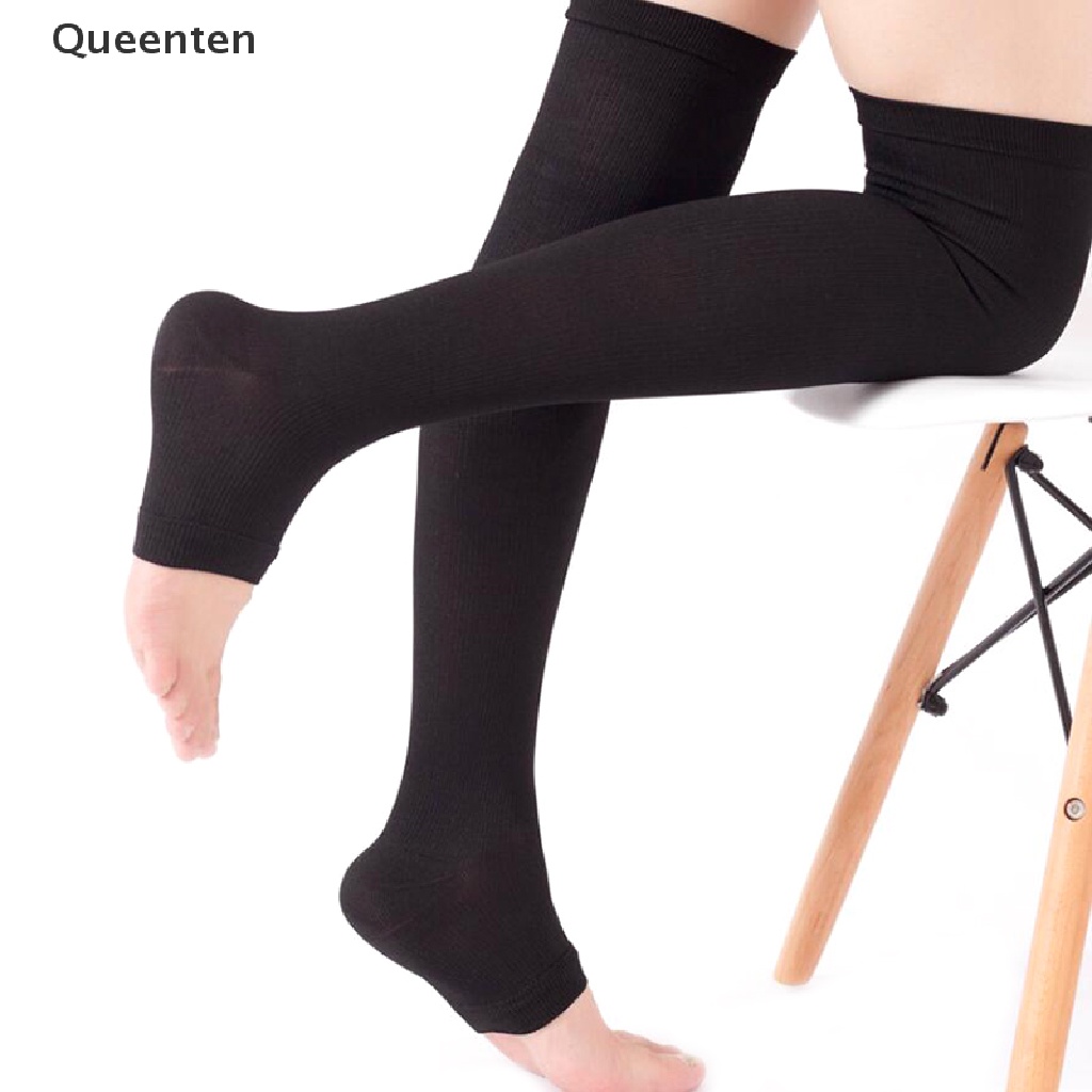 Queenten Compression Socks Thigh High pressure Open Toe Varicose Stockings Men Women QT